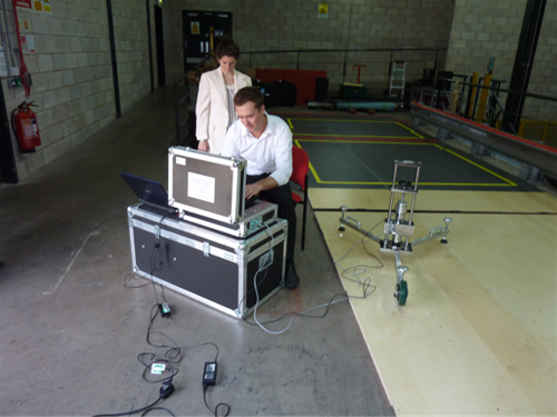 Luke Hopper and Talia Wheeler assessing a floor