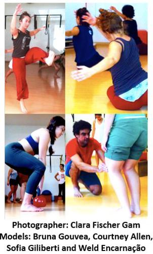 Collage of dancers training