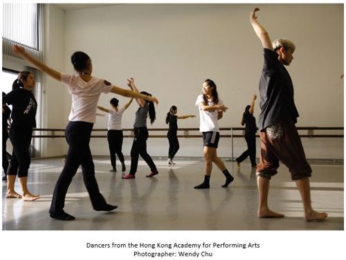 A group of dancers warming up